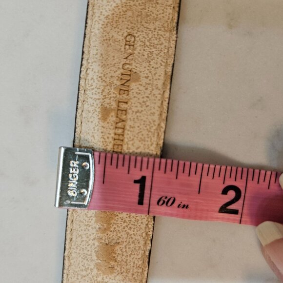 Elite Accessories Genuine Leather Belt Medium Brown Ornate Buckle Silver - Picture 8 of 9